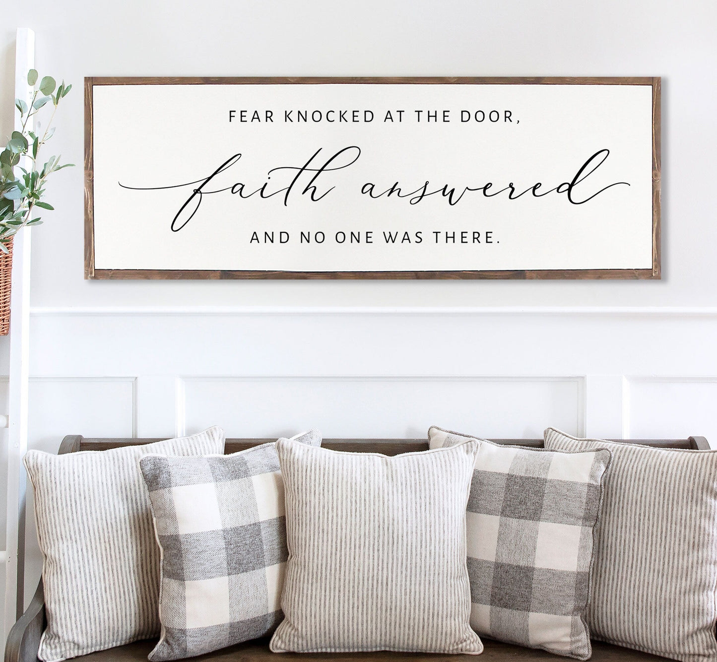 Fear Knocked at the Door Faith Answered Sign | Christian Wall Art