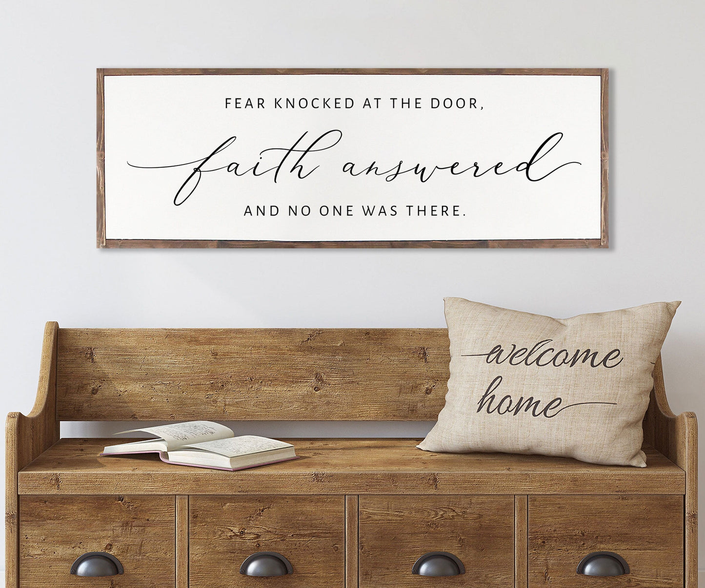 Fear Knocked at the Door Faith Answered Sign | Christian Wall Art